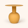 Terra Dome Matte Mustard Iron Table – Modern Round Pedestal Side Table