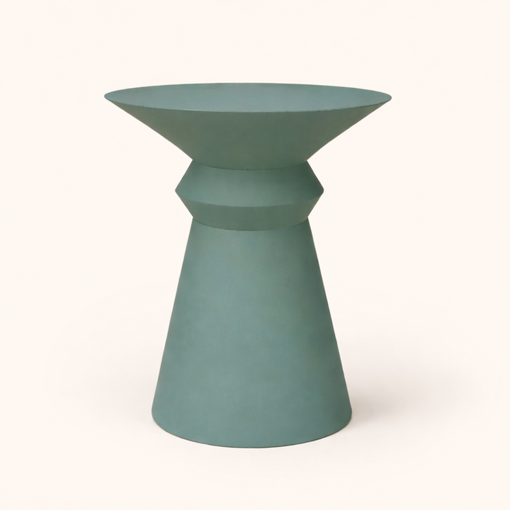 Eucalyptus Form Iron Accent Side Table – Modern Round Pedestal Table