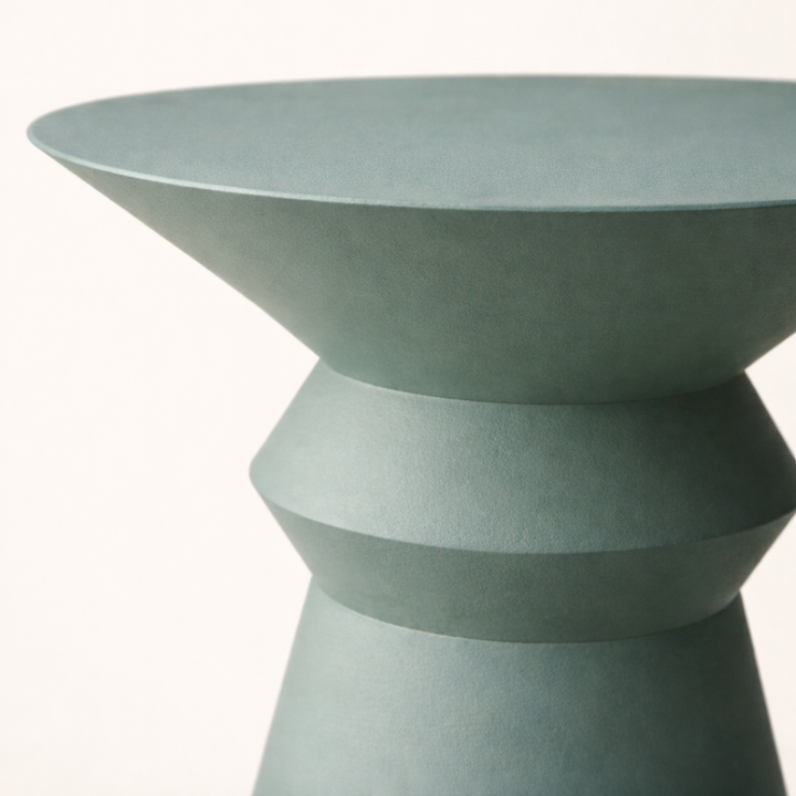 Eucalyptus Form Iron Accent Side Table – Modern Round Pedestal Table