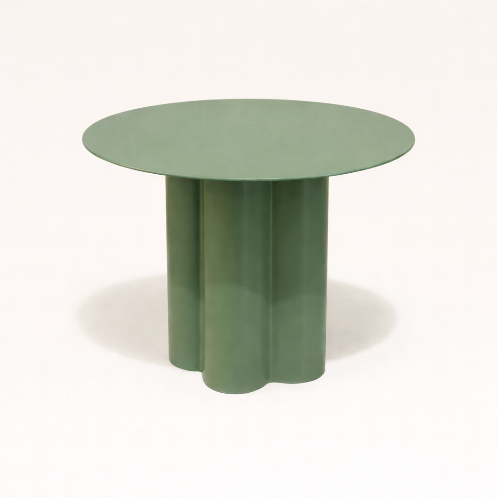 Olive Crest Iron Round Table – Modern Green Pedestal Side Table