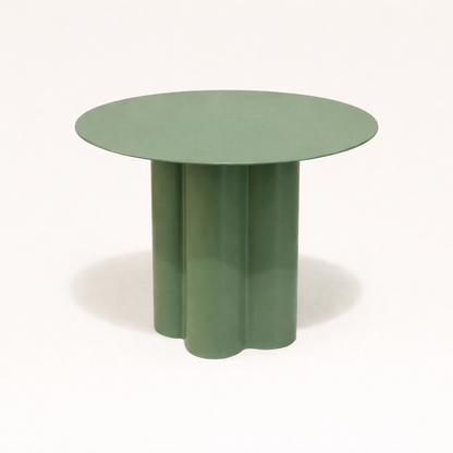Olive Crest Iron Round Table – Modern Green Pedestal Side Table