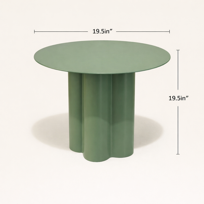 Olive Crest Iron Round Table – Modern Green Pedestal Side Table