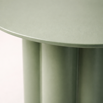 Olive Crest Iron Round Table – Modern Green Pedestal Side Table