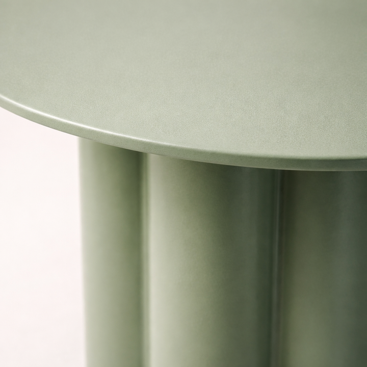 Olive Crest Iron Round Table – Modern Green Pedestal Side Table