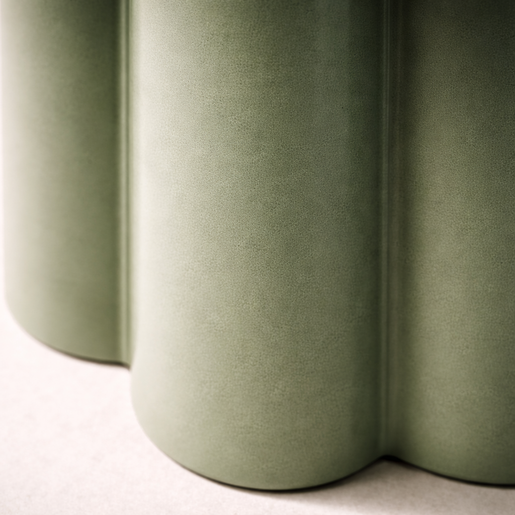 Olive Crest Iron Round Table – Modern Green Pedestal Side Table