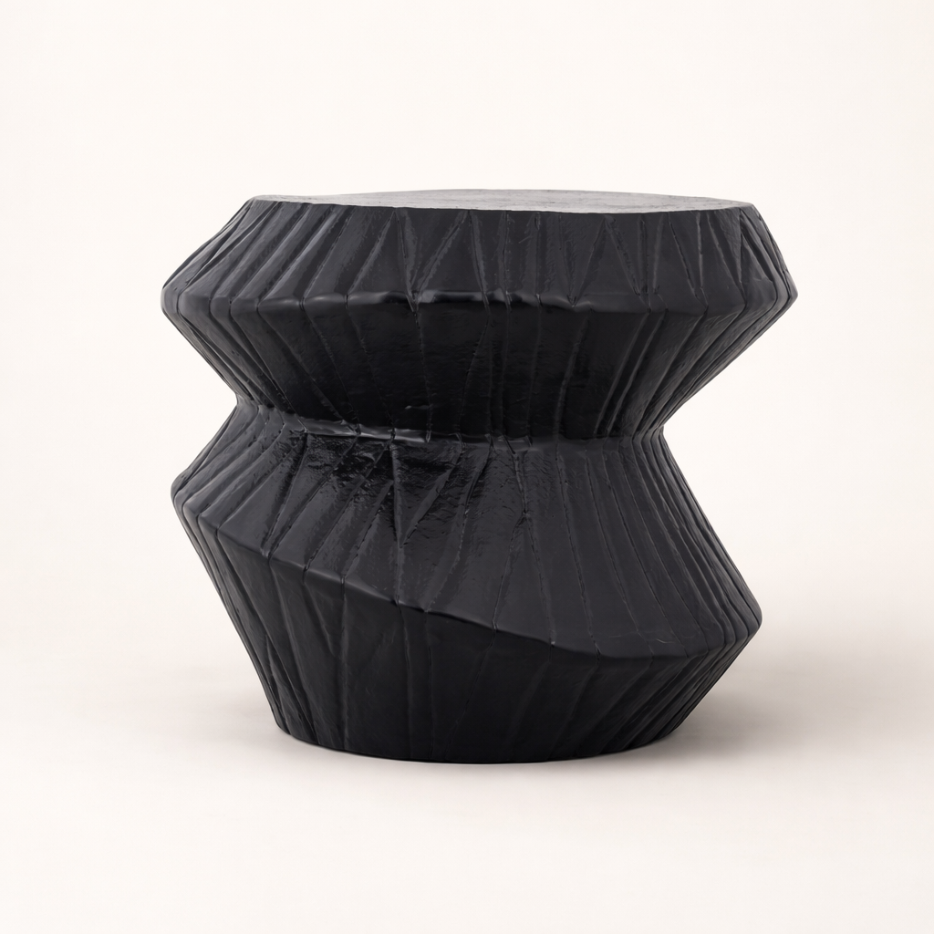 Noir Facet Obsidian Aluminum Accent Table – Modern Sculptural Coffee Table