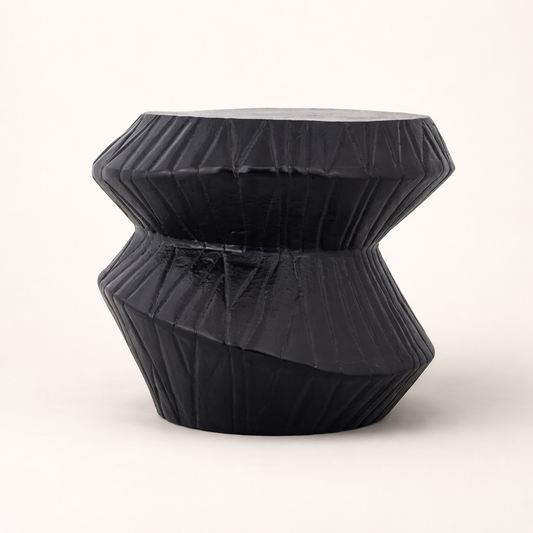 Noir Facet Obsidian Aluminum Accent Table – Modern Sculptural Coffee Table