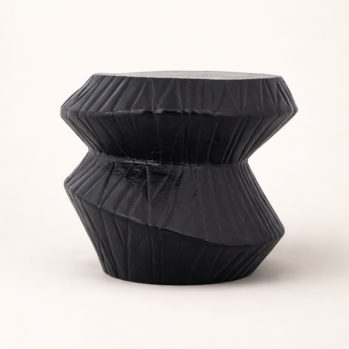 Noir Facet Obsidian Aluminum Accent Table – Modern Sculptural Coffee Table