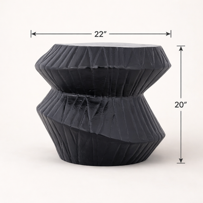 Noir Facet Obsidian Aluminum Accent Table – Modern Sculptural Coffee Table