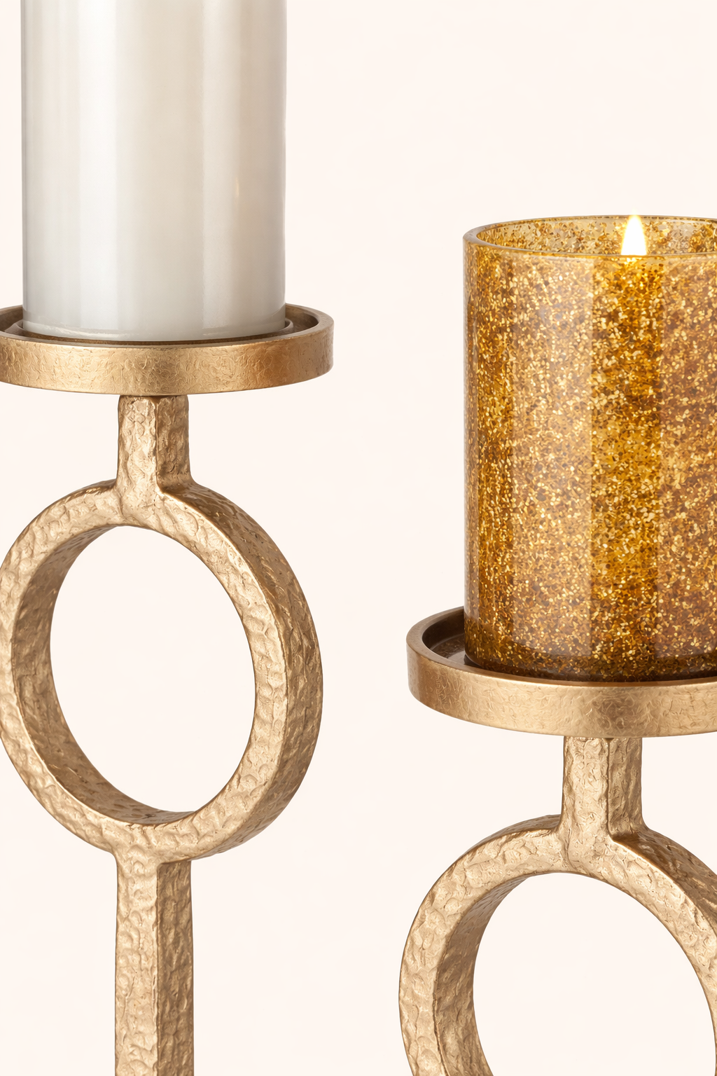 Elaris Antique Gold Ring Candle Holders – Tall Aluminum Stand Set (Set of 2)