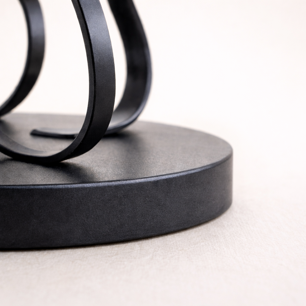 Midnight Curve Tall Black Iron Candle Holders – Modern Table Stand Set (Set of 2)