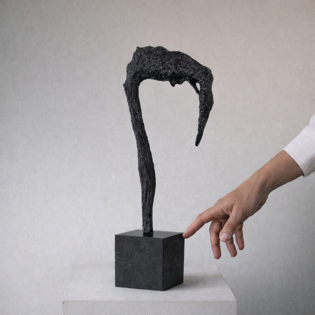 Midnight Arch Abstract Black Aluminum Sculpture – Modern Tabletop Art Décor Accent