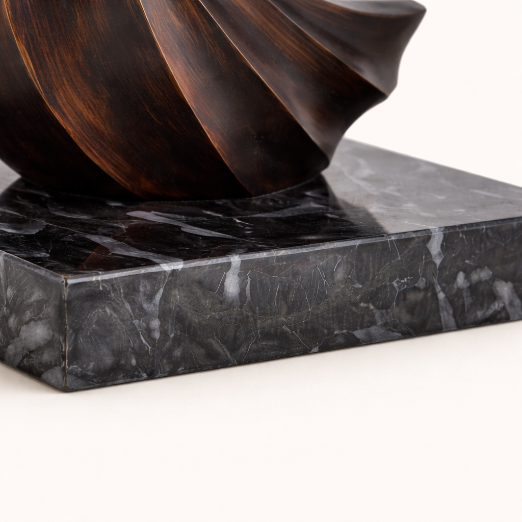 Avira Abstract Bird Sculpture with Marble Base – Modern Aluminum Tabletop Art Décor