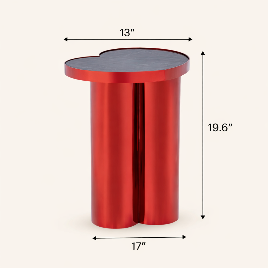 Heartform Luxe Stainless Steel Pedestal Table – Modern Sculptural Accent Side Table