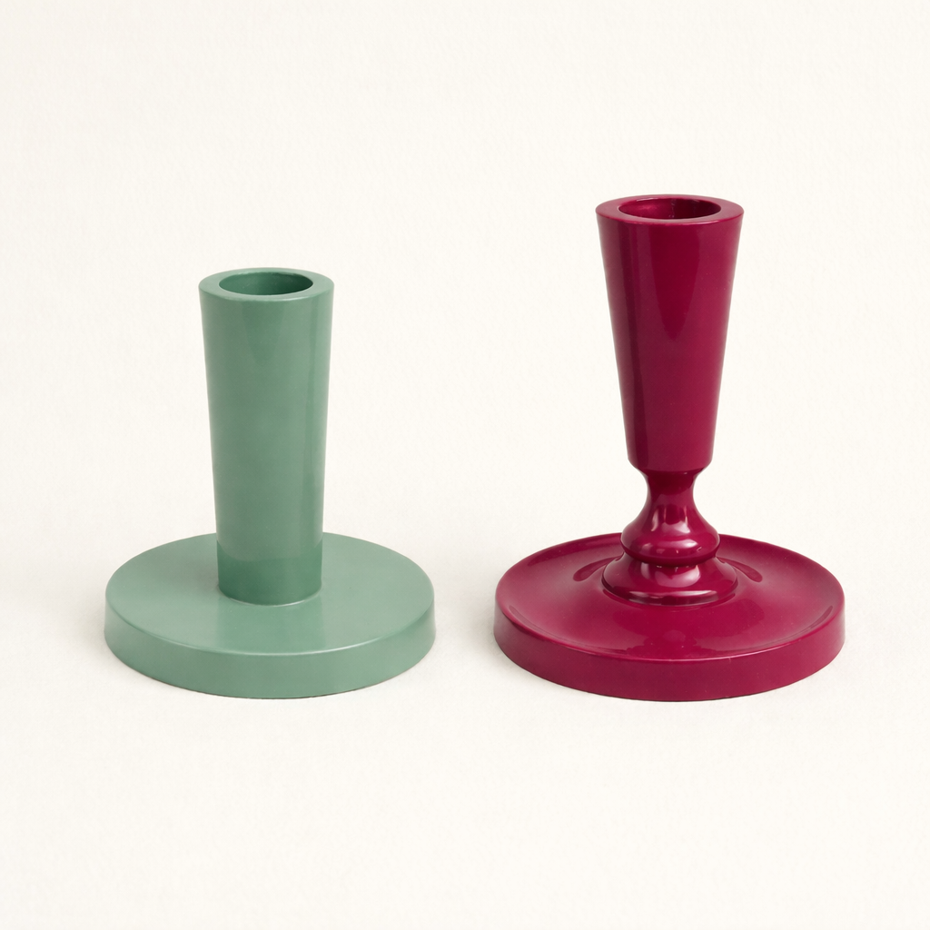 Lova Mini Aluminum Taper Candle Holders – Modern Decorative Tabletop Stand (Set of 2)