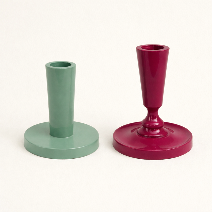 Lova Mini Aluminum Taper Candle Holders – Modern Decorative Tabletop Stand (Set of 2)