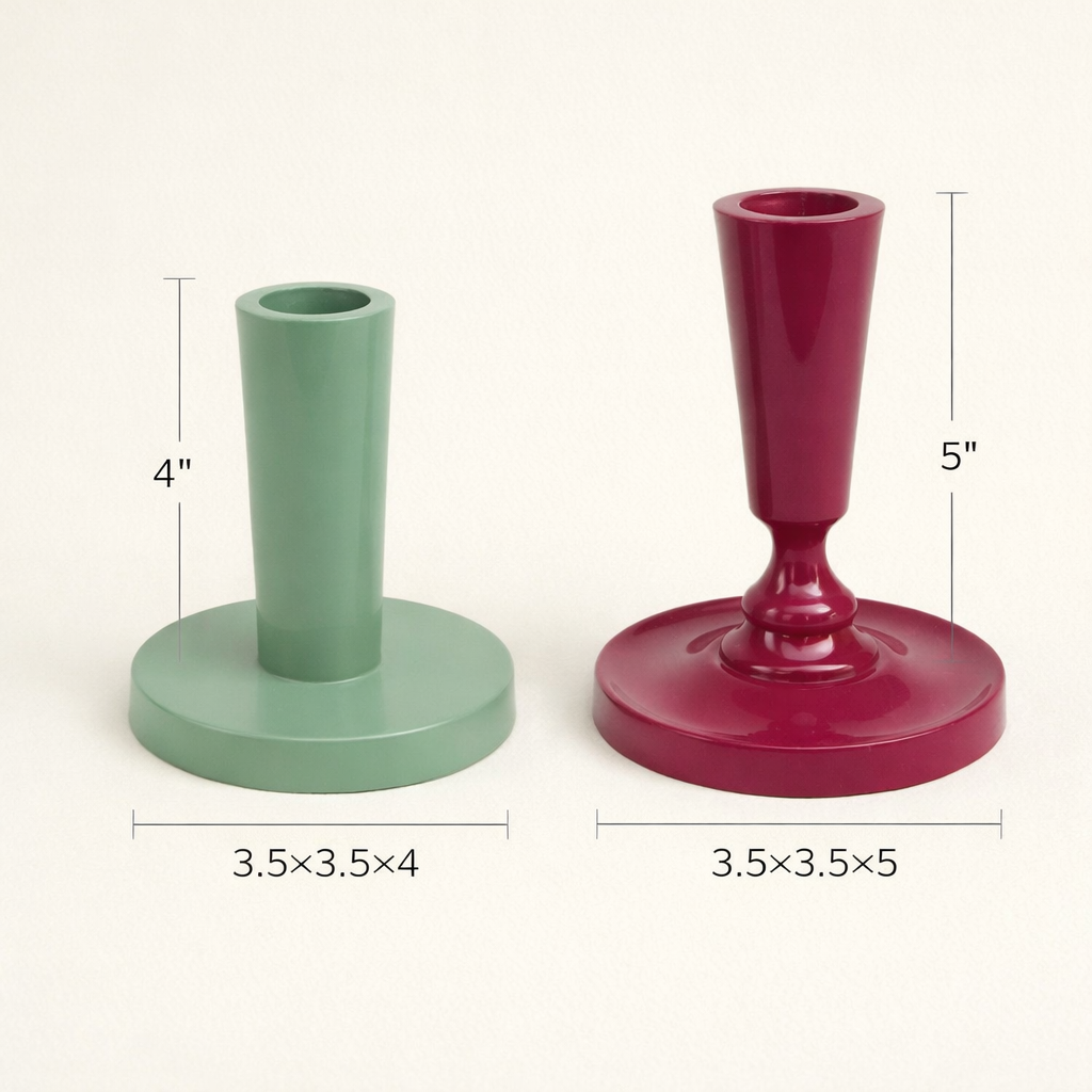Lova Mini Aluminum Taper Candle Holders – Modern Decorative Tabletop Stand (Set of 2)