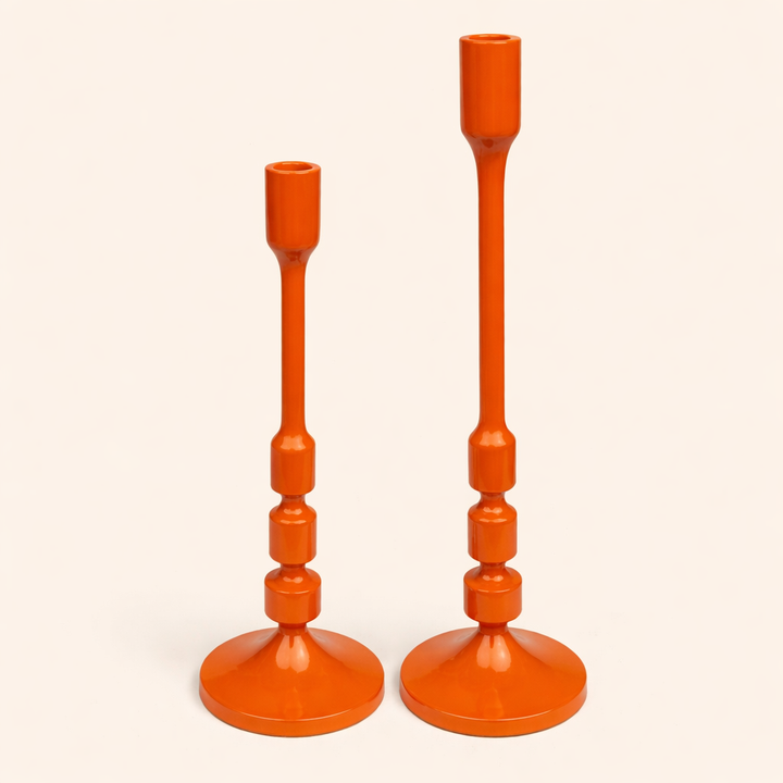 Helio Luxe Tall Aluminum Candle Holders – Modern Pillar Stand Set (Set of 2)