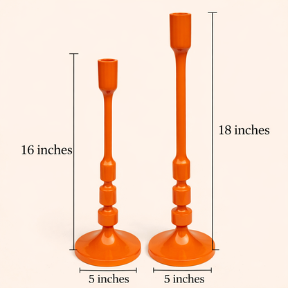 Helio Luxe Tall Aluminum Candle Holders – Modern Pillar Stand Set (Set of 2)