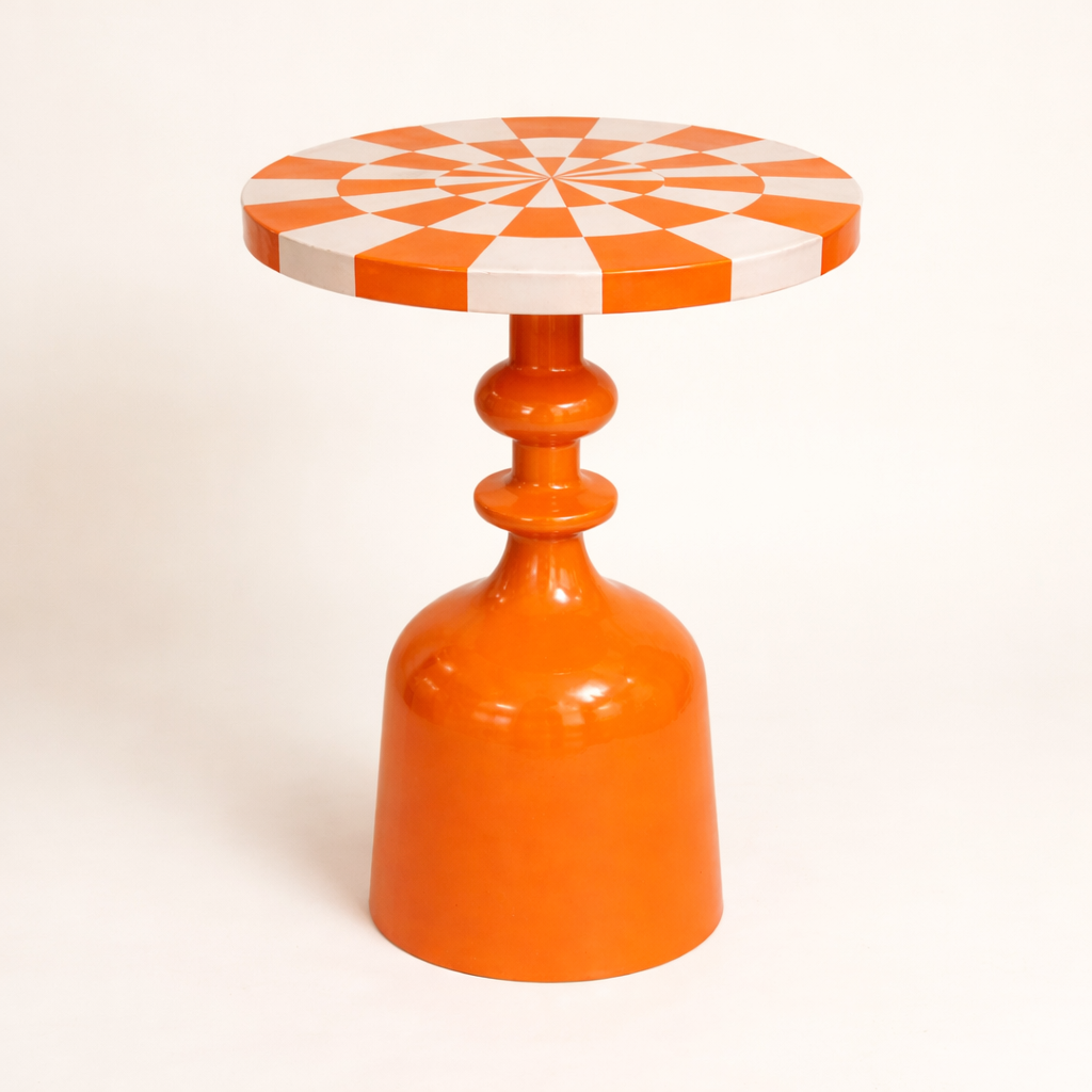 Solara Saffron Luxe Iron Pedestal Accent Table – Modern Round Side Table