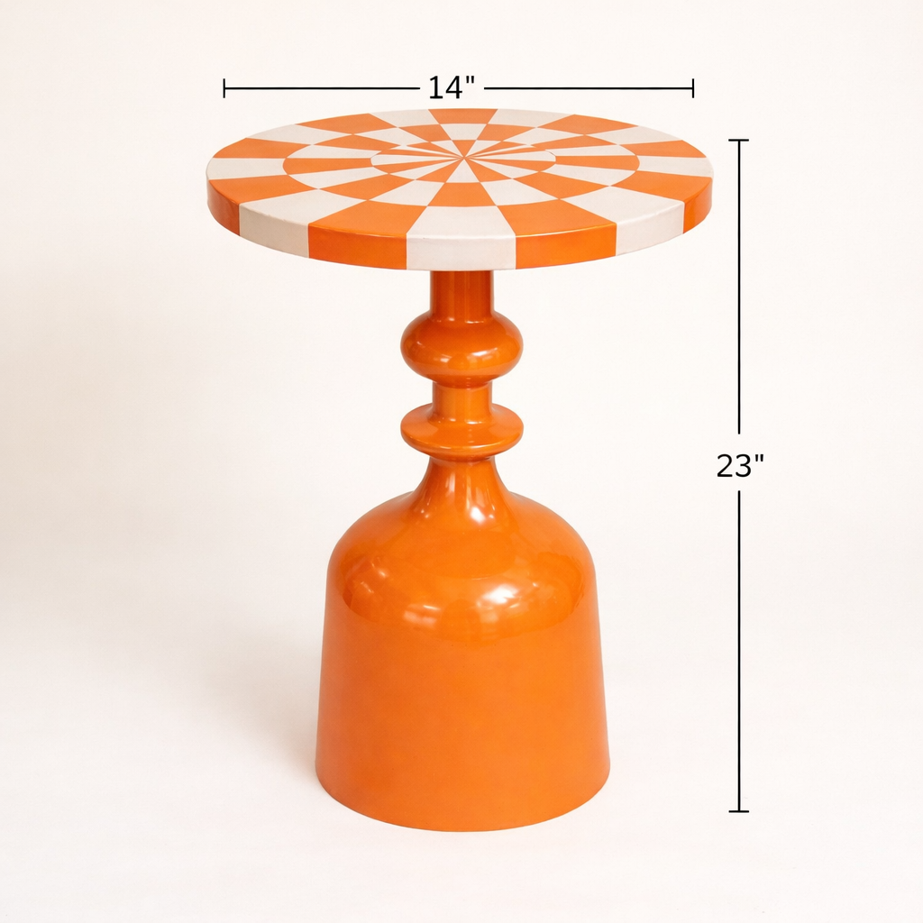 Solara Saffron Luxe Iron Pedestal Accent Table – Modern Round Side Table