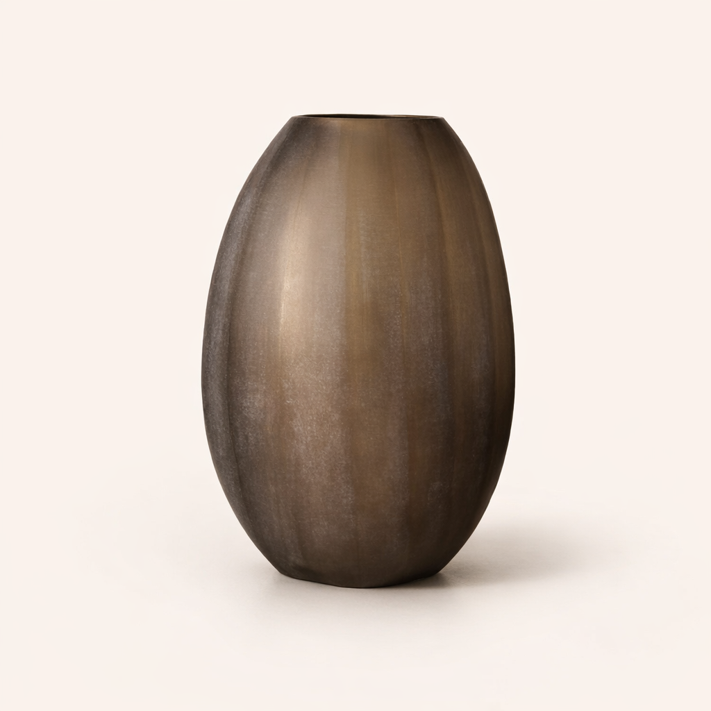 Emberform Sculpted Glass Decorative Vase – Modern Textured Accent Centerpiece