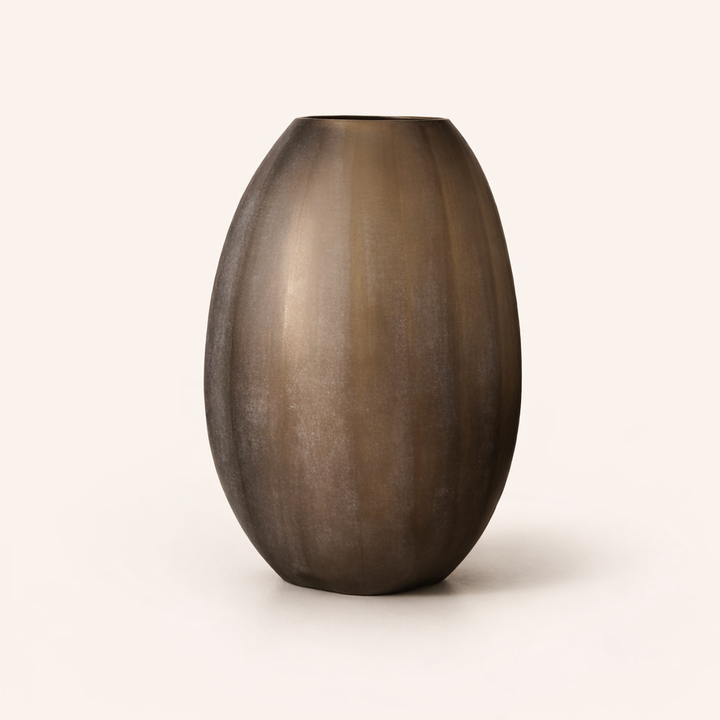 Emberform Sculpted Glass Decorative Vase – Modern Textured Accent Centerpiece