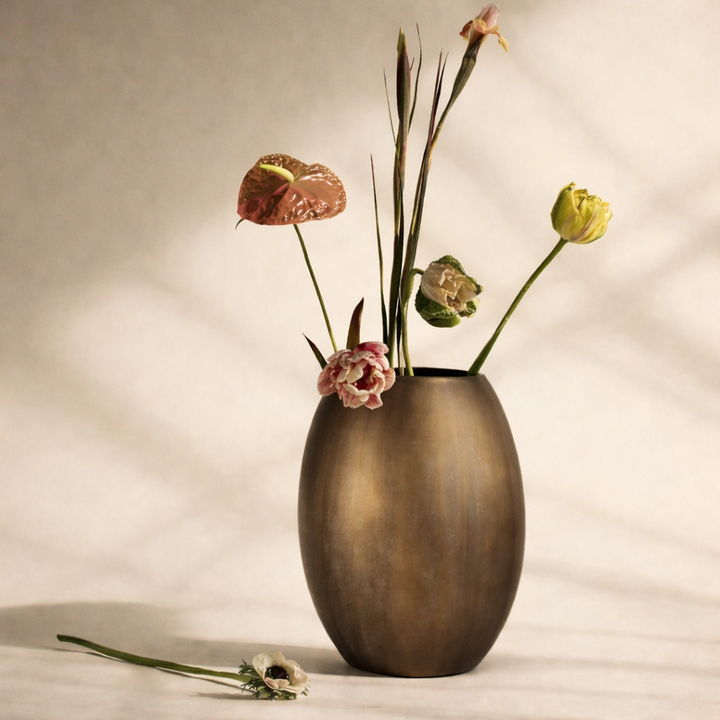 Emberform Sculpted Glass Decorative Vase – Modern Textured Accent Centerpiece