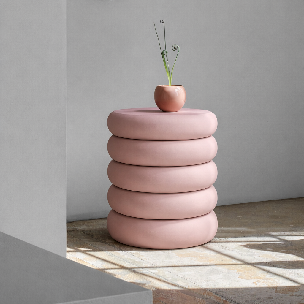 Luna Ripple Blush Rose Iron Pedestal Side Table