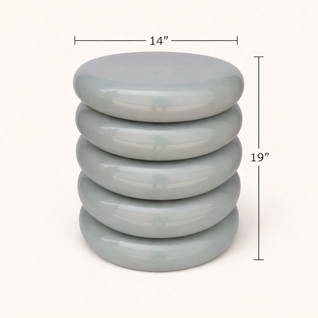 Luna Sage Mist Gloss Iron Pedestal Side Table