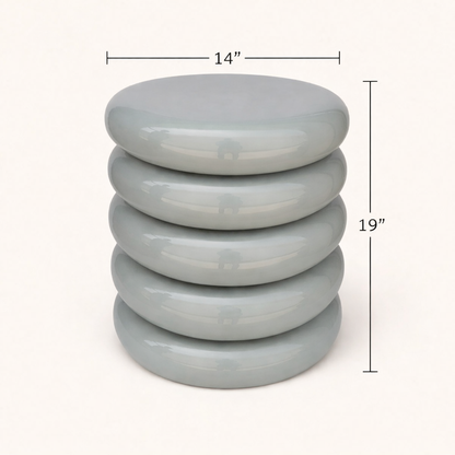 Luna Sage Mist Gloss Iron Pedestal Side Table
