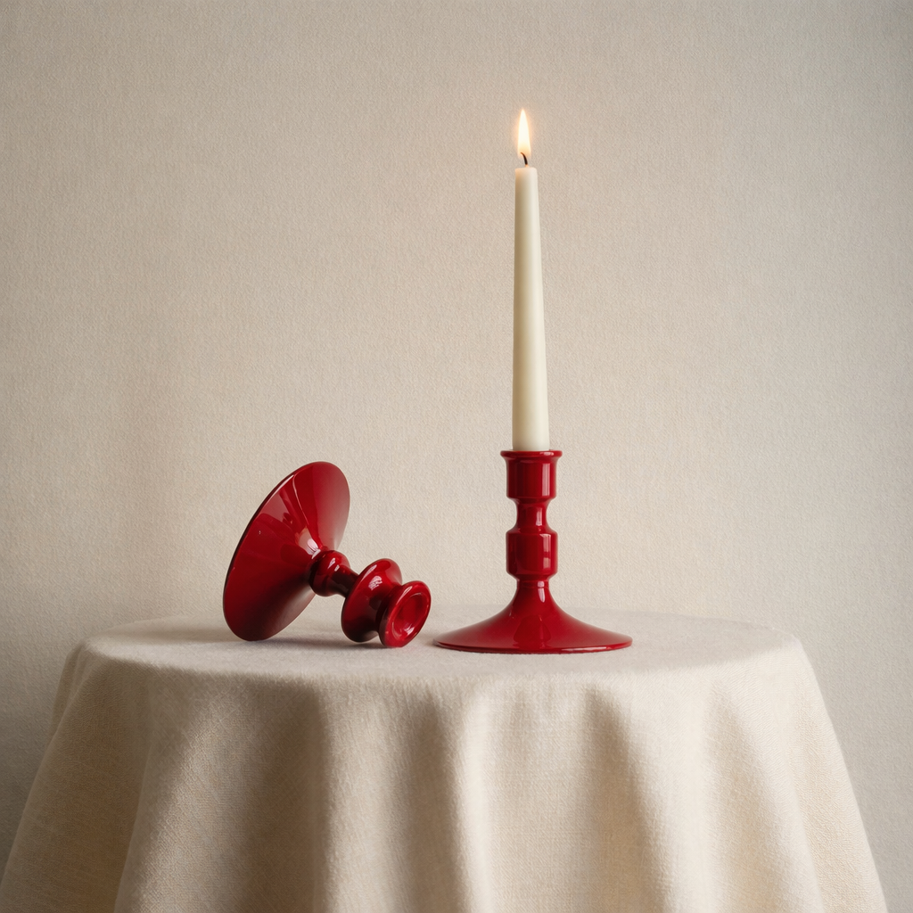 Ruby Pillar Duo Aluminum Candle Holder Set – Rosewood Pink Modern Candlesticks (Set of 2)