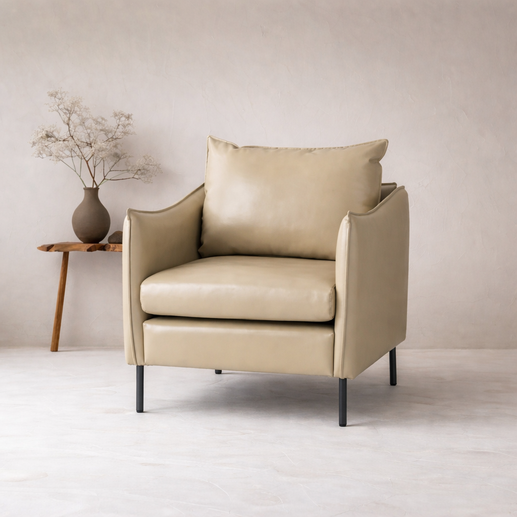 Lucas Accent Chair Beige | Mid Century Accent Chair Light Beige