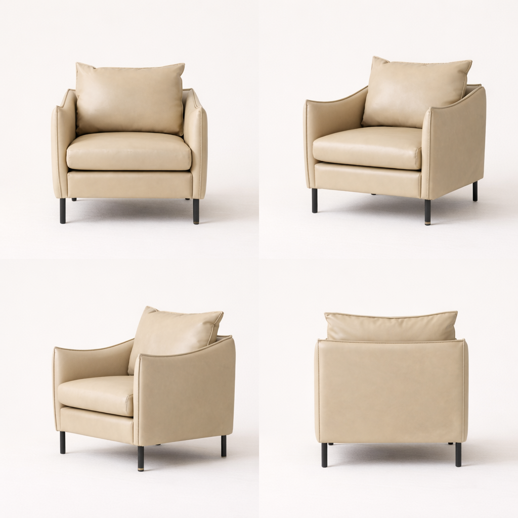 Lucas Accent Chair Beige | Mid Century Accent Chair Light Beige