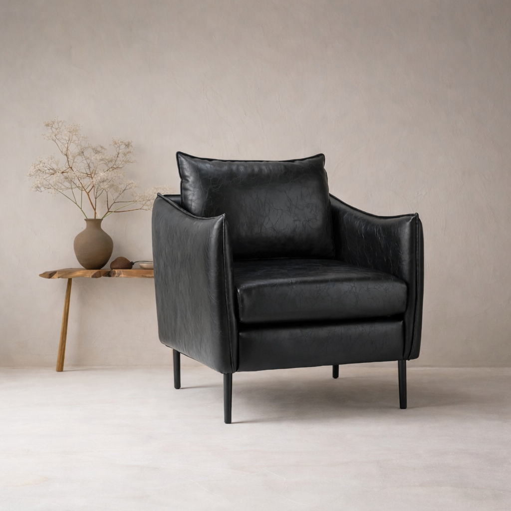 Lucas Accent Chair Black | Mid Century Accent Chair Matte Black