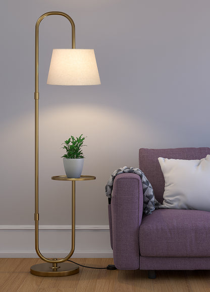 Modern Shelf Floor Lamp (5 ft) – Brass Antique