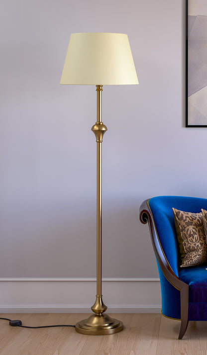 Royal Antique Brass Floor Lamp (5 ft) – Cream Shade