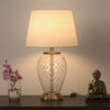 Diamond-Cut Glass Table Lamp, Antique Brass (19