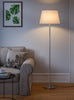 Silver Modern Floor Lamp (5 ft) – Off White Shade