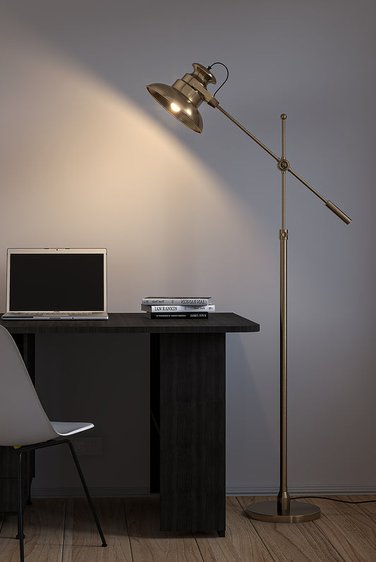 Antique Brass Adjustable Task Floor Lamp – Shorter