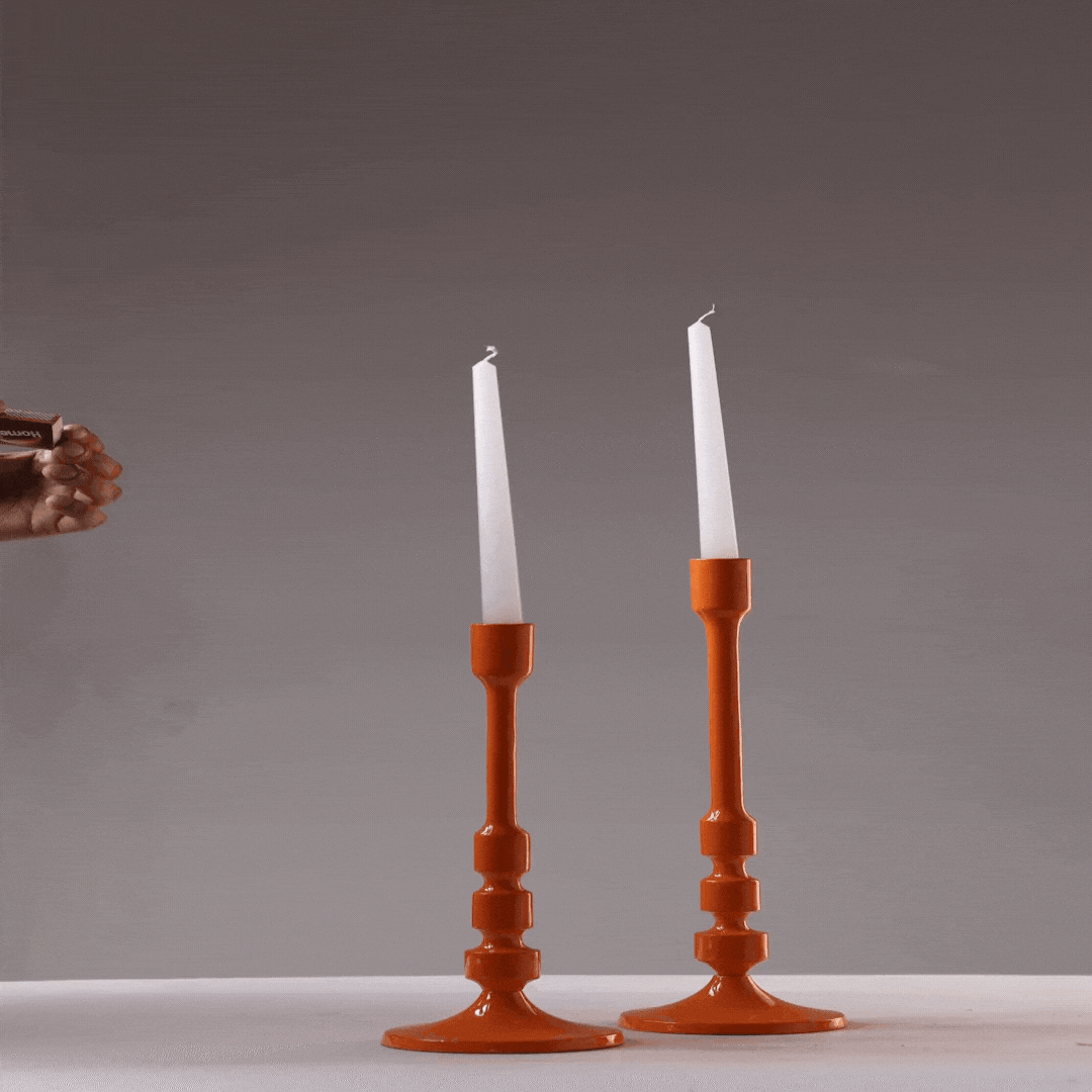 Helio Luxe Tall Aluminum Candle Holders – Modern Pillar Stand Set (Set of 2)