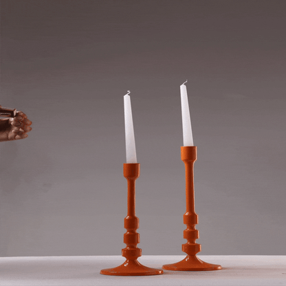 Helio Luxe Tall Aluminum Candle Holders – Modern Pillar Stand Set (Set of 2)