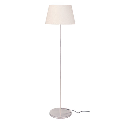 Silver Modern Floor Lamp (5 ft) – Off White Shade