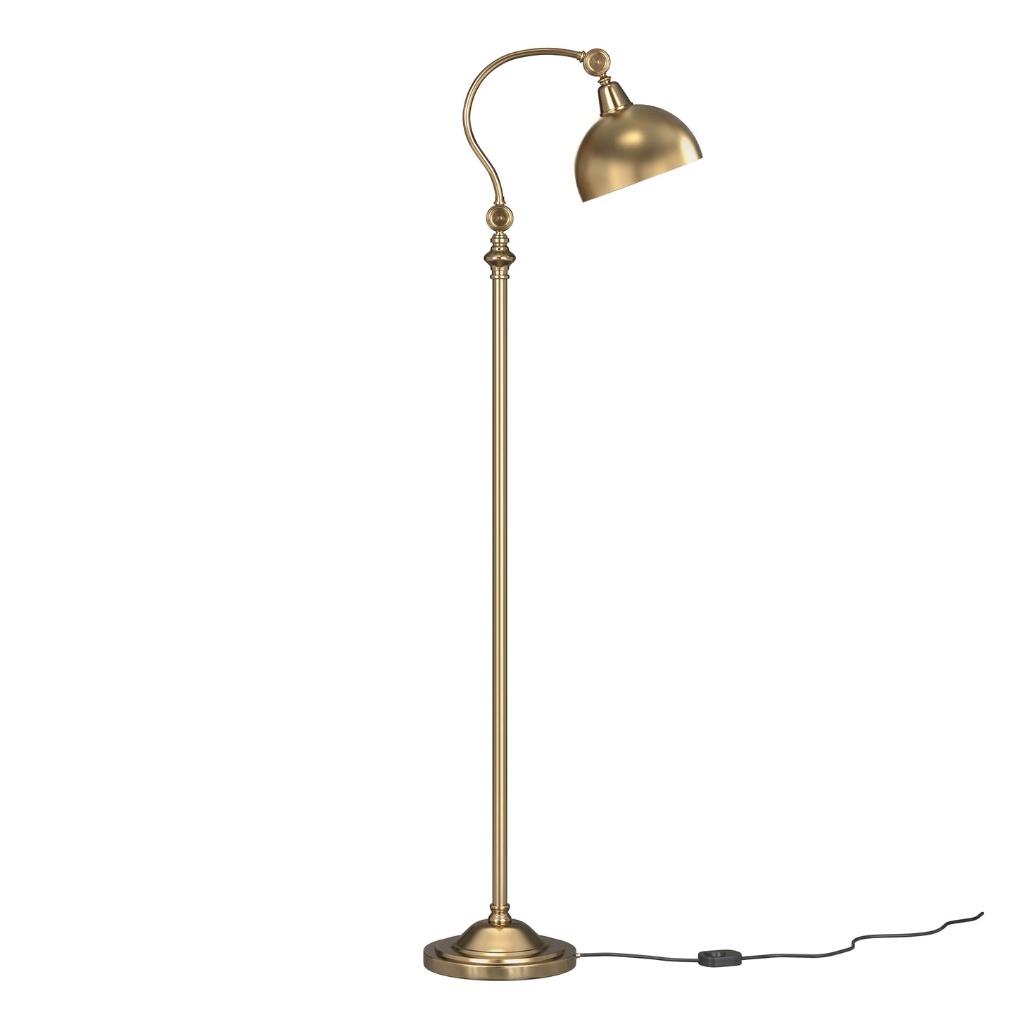 Vintage Curved Floor Lamp – Brass Antique