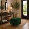 Adirondack Green Channel Tufted Ottoman - Gold Legs