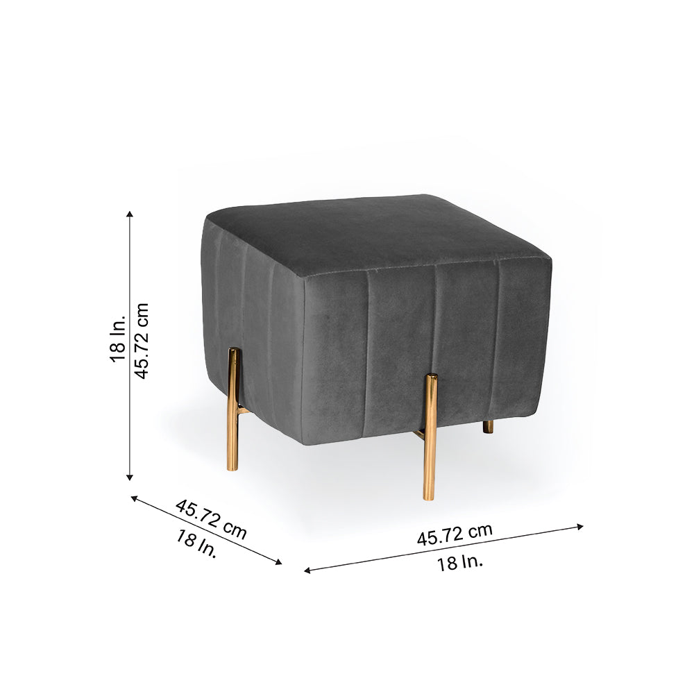 Adirondack Grey Channel Tufted Ottoman - Gold Legs