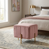 Adirondack Pink Channel Tufted Ottoman - Gold Legs