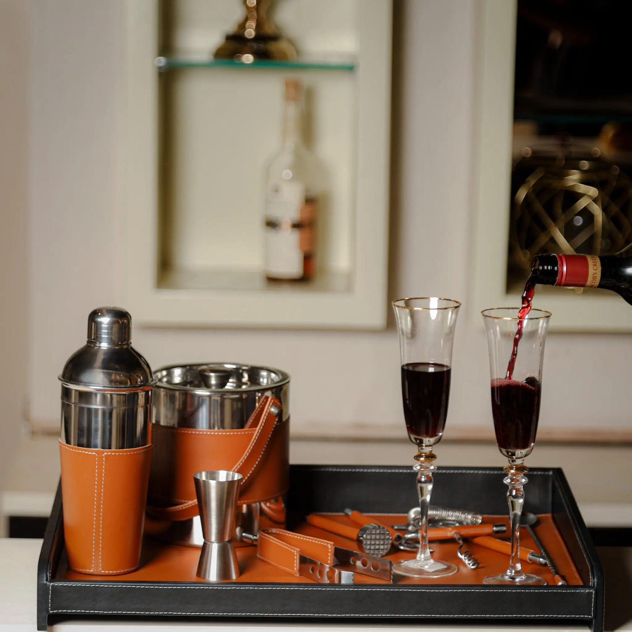 Amaretto Bar Tray And Cocktail Set - Sepia Homes
