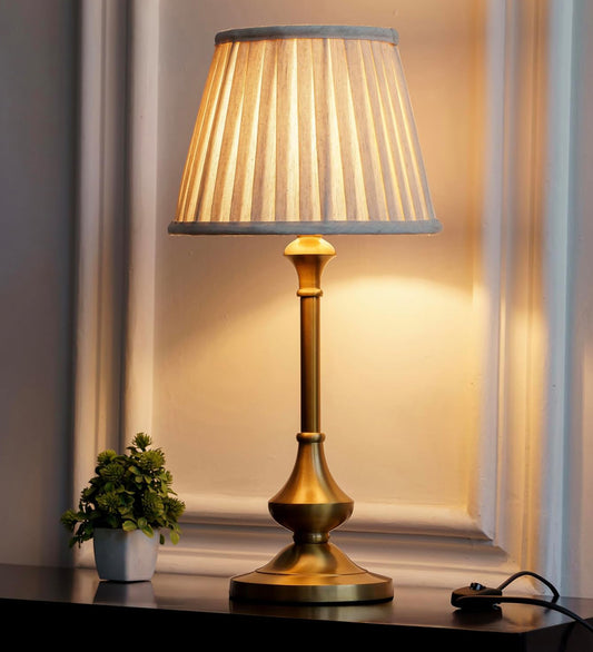 Antique Gold Brass Table Lamp (22") – Pleated 10" Shade
