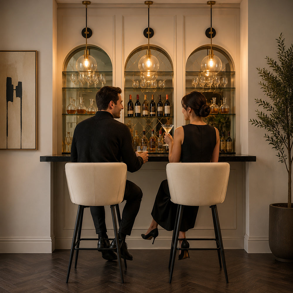 Beige Velvet Bar Stool